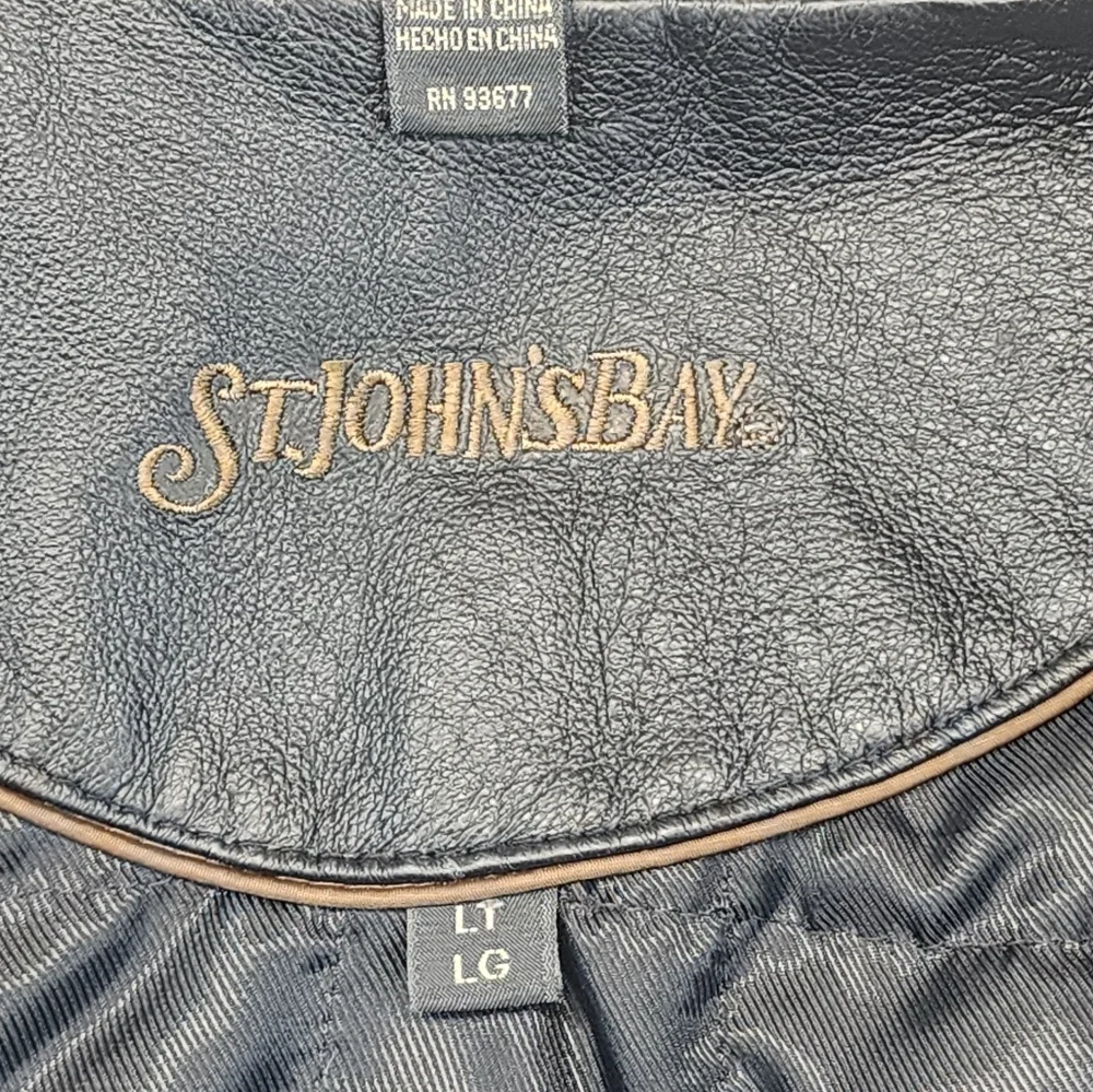 St. John's Bay Heavy Black Leather Jacket for Men Size Large